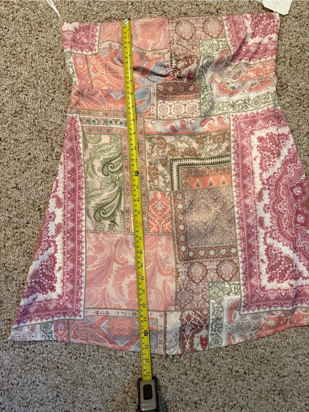 Altar'd State Pink & Green Paisley Patchwork Halter Mini Dress - Picture 9 of 9